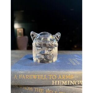 Vintage Scandinavian Pressed Crystal Viking Paperweight – Gullaskruf